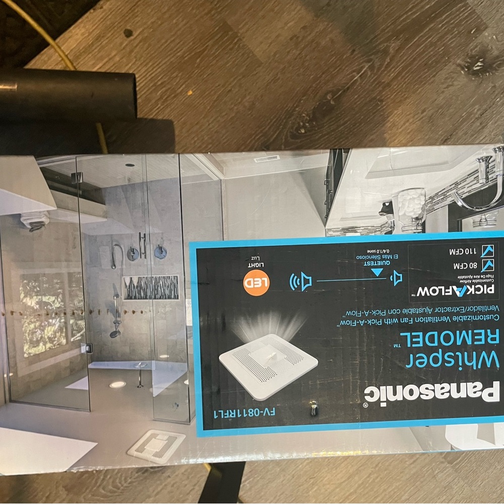 Panasonic Whisper Remodel LED Vent Fan in White and Gray